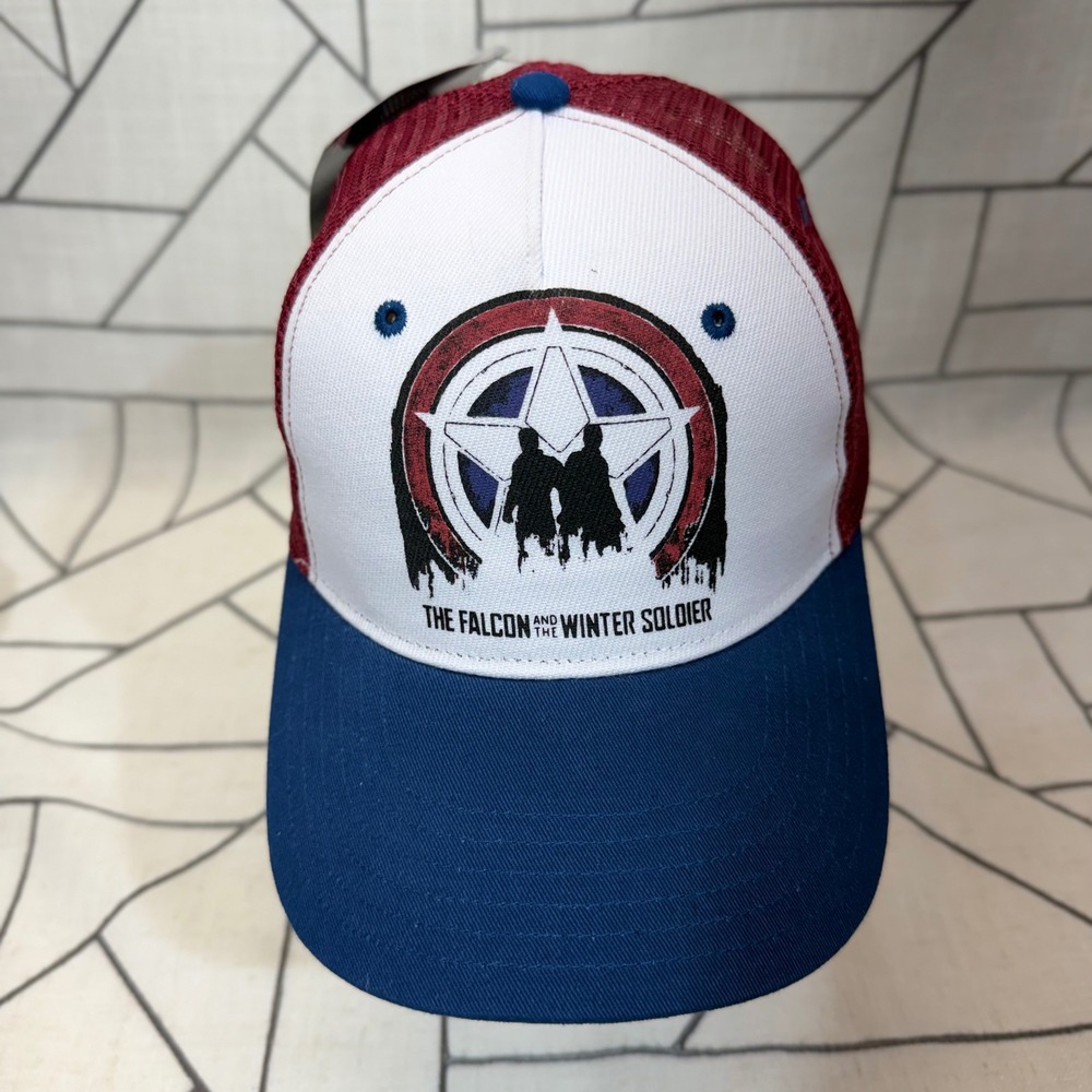 Marvel Trucker Hat OSFM Blue Red The Falcon and The Winter Soldier Snapback Cap